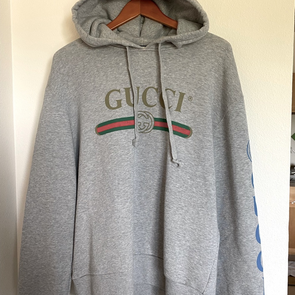 Authentic Gucci men hoodie with dragon embroidery